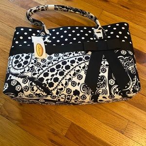 Talbots black/white fabric bag with bow
